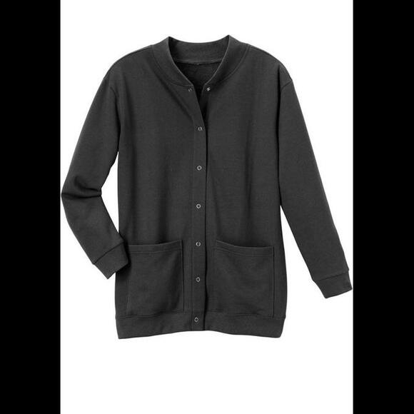 Womens Fleece Jacket Snap Front Cardigan Sweatshirt for Women XL navy blue - Picture 3 of 9